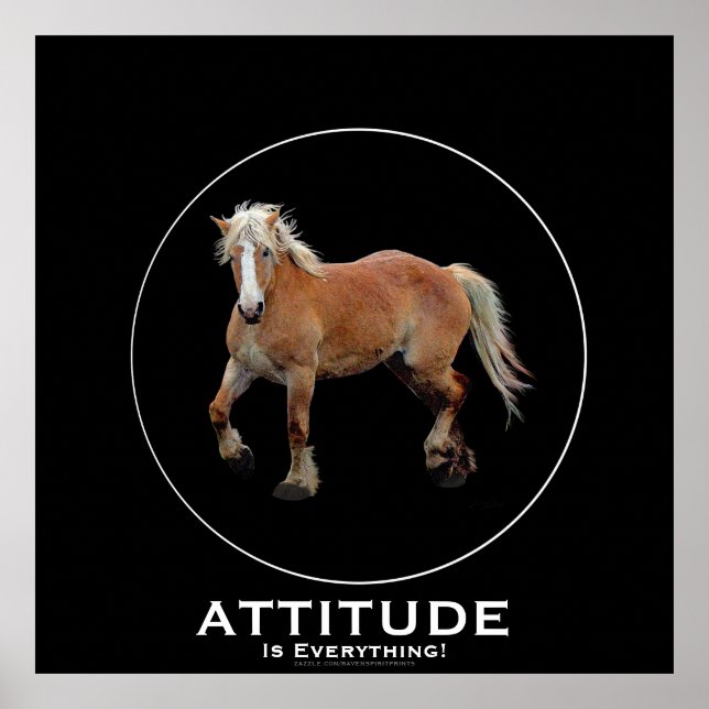 Palomino Belga Rascunho Cavalo ATTITUDE Poster (Frente)
