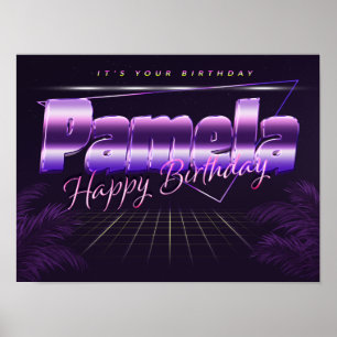 Pamela Nome Vorname lila retro Poster Geburtstag