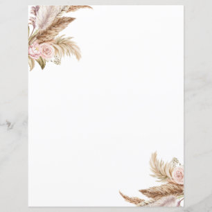 Pampas Boho - Papel de Carta Floral