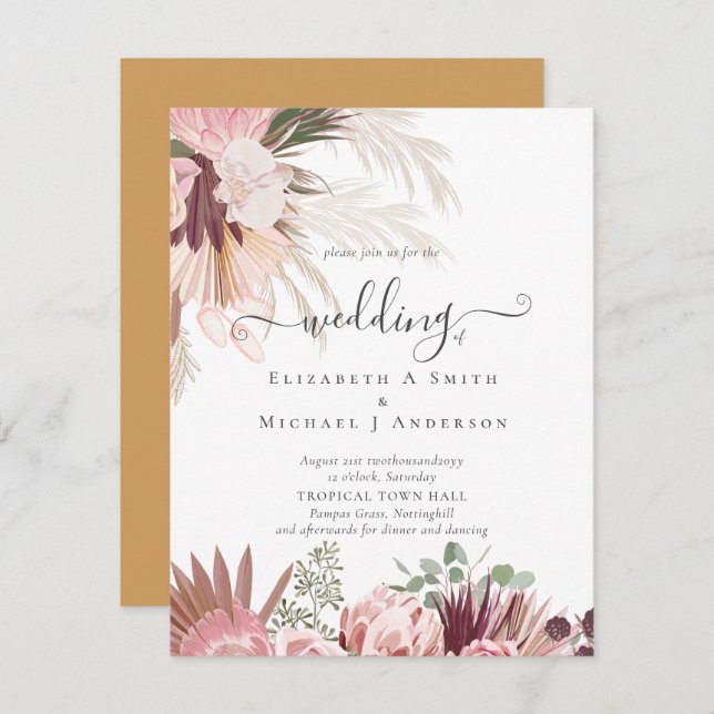 Pampas de Grass Tropicais de Vinho de Borgonha (Frente/Verso)