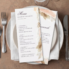 Pampas de vassoura menu de casamento e mensagem de