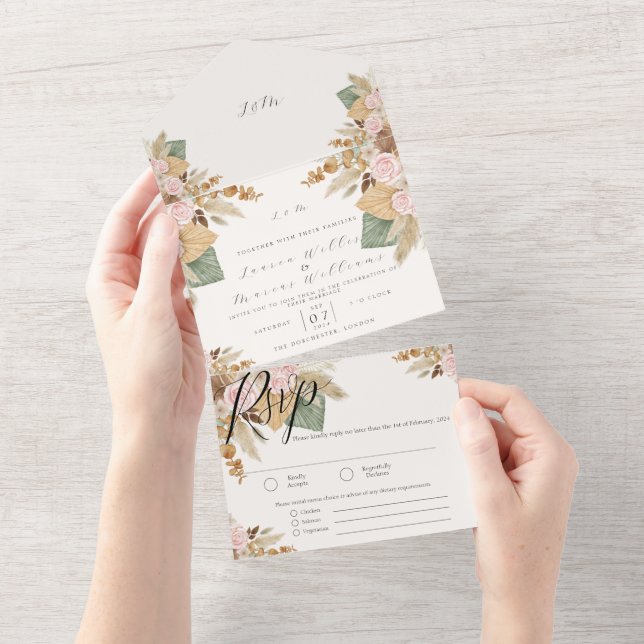 Pampas Florais Elegantes Grass em Um Casamento (Aba destacável)
