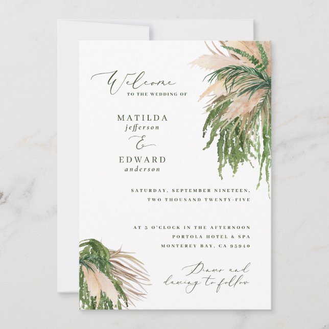 Pampas folhagem de palmeira rústica natural modern (Frente)