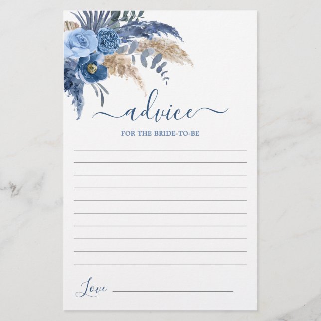 Pampas Grass Advice for the Bride To Be Card (Cons (Frente)