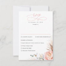 Pampas Grass Blush Pink Floral Casamento Rosa RSVP