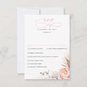Pampas Grass Blush Pink Floral Casamento Rosa RSVP