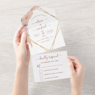 Pampas Grass Bohemian Boho Casamento Tropical RSVP