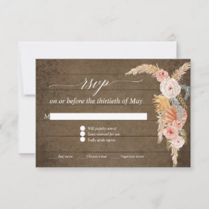 Pampas Grass Boho Blush Floral Russo Wood RSVP