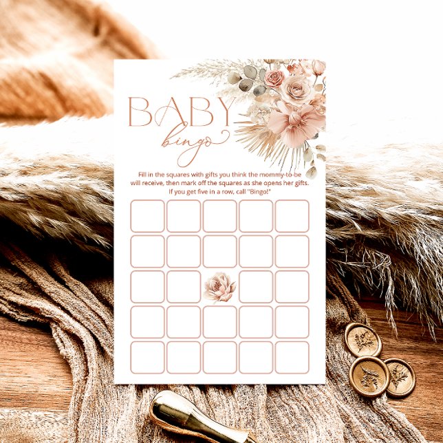 Pampas Grass Boho Bohemian - Chá de fraldas Bingo  (Criador carregado)