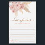 Pampas Grass Date Ideias Noturnas Cartão de chá de<br><div class="desc">Pampas Grass Pink Boho Chic Data Noite Ideias jogo chá de panela</div>