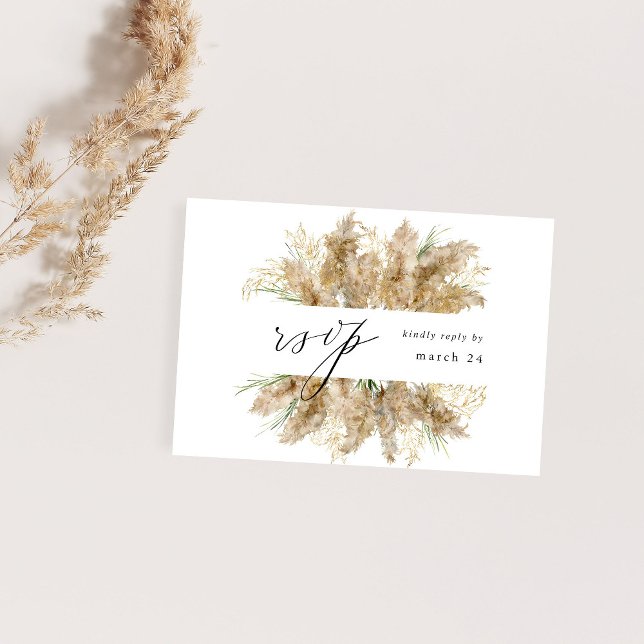 Pampas Grass e Dourado Boho w RSVP de Refeições (Criador carregado)