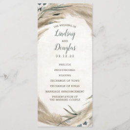 Pampas Grass e Greenery Boho Programas de Casament