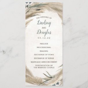 Pampas Grass e Greenery Boho Programas de Casament