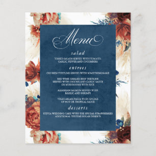Pampas Grass Floral Terracotta Marinho Blue Menu