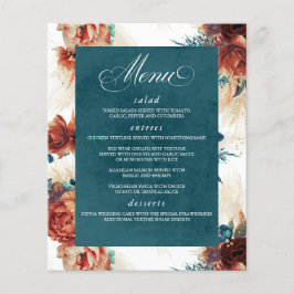 Pampas Grass Floral Terracotta Teal Blue Menu