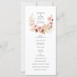Pampas Grass Floral Watercolor Wedment Program