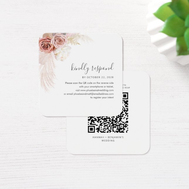 Pampas Grass QR Code Wedding Enclosure RSVP (Mesa)