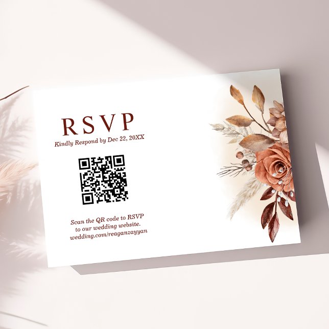 Pampas Grass Terra QR Código Floral Casamento RSVP (Criador carregado)