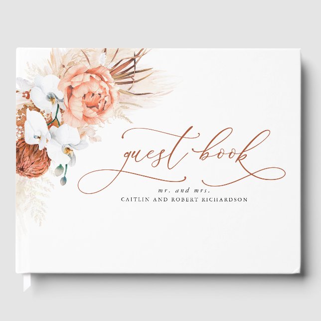 Pampas Grass Terracotta Livro de Convidados (Frente)