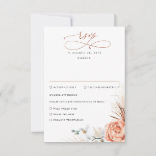 Pampas Grass Terracotta Orange Floral Weding RSVP
