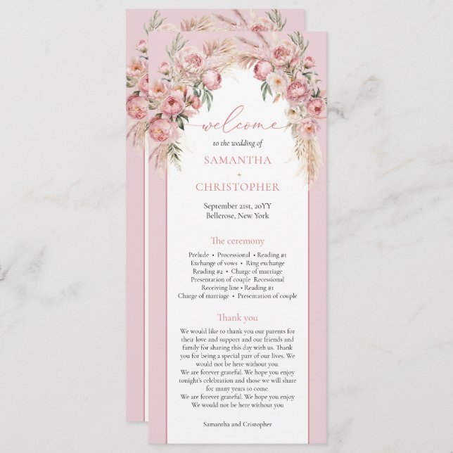 Pampas pampas boho arch boho programa pic blush (Frente/Verso)