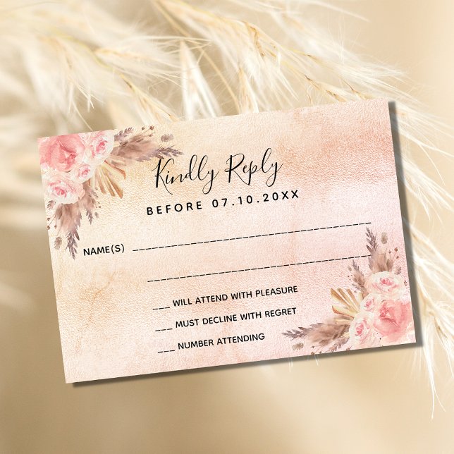 Pampas pasto floral boho casamento RSVP (Criador carregado)