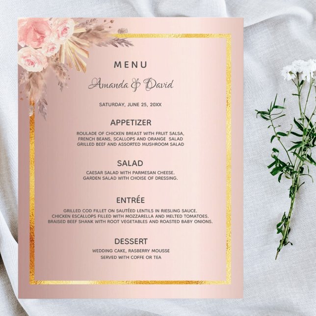 Pampas rosa dourado do menu Casamento (Criador carregado)