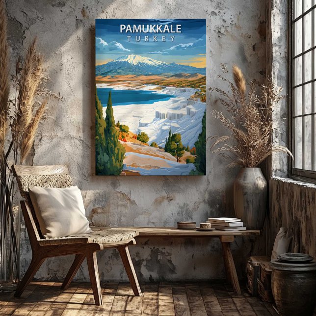 Pamukkale Turkey Travel Poster Canvas Wall Art (Pamukkale Turkey Travel Poster Canvas Wall Art by TinkPrints.)