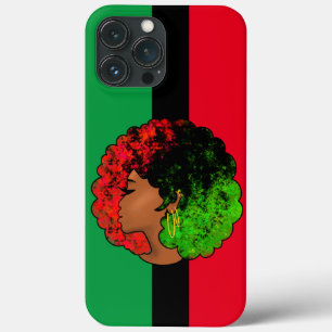 Pan-africana menina mulher negra verde vermelho or