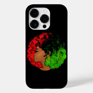 Pan-africana menina mulher negra verde vermelho or