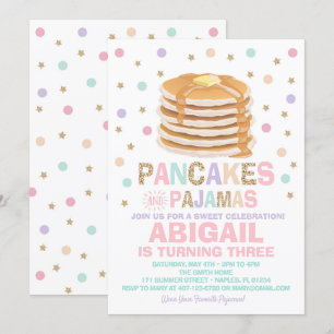 Pancakes e Pajamas - Convite de Aniversário