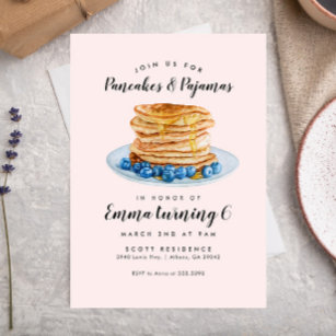 Pancakes Rosa Pajamas Convite de Aniversário