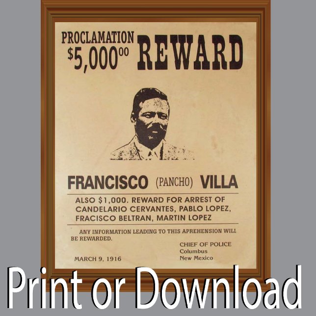 Pancho Villa Vintage queria recompensa por Poster (Criador carregado)