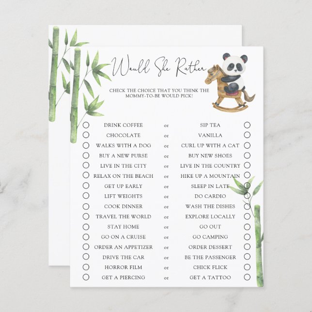 Panda Bear Ela Preferencialmente Chá de fraldas (Frente/Verso)