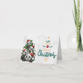 Panda Bear Family para cartões de Natal