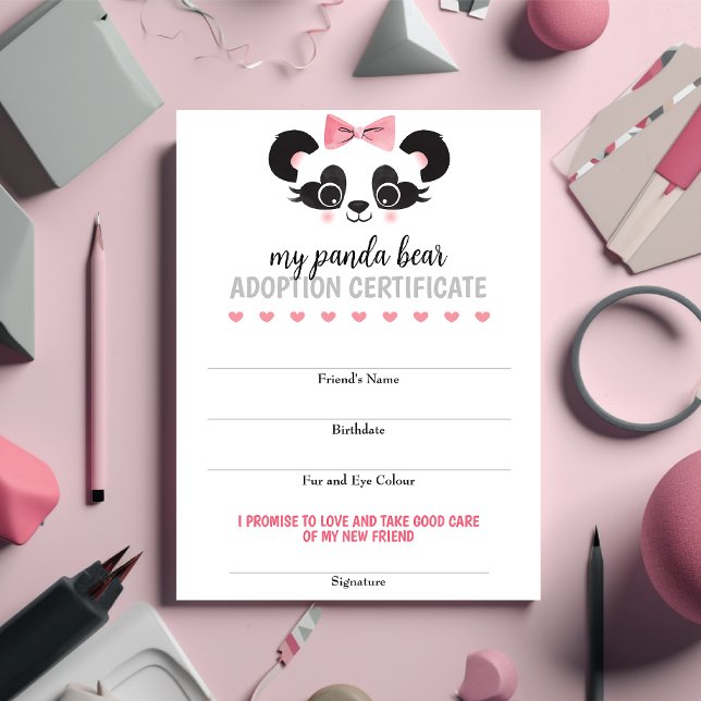 Panda Bear Rosa Adota Um Cartão De Jogo De Amigo A (Criador carregado)