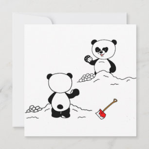 Panda bear snowball figh
