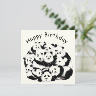Panda Birthday Card Happy Family Pandas - Engraçad