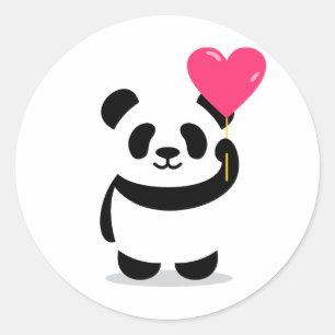 Panda bonita com adesivo de balão de coração