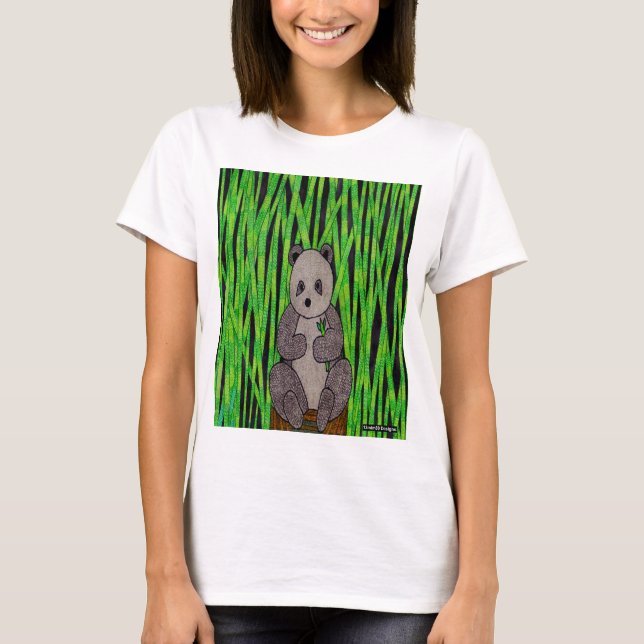 Panda (branco) - Camiseta Básica Feminina (Frente)