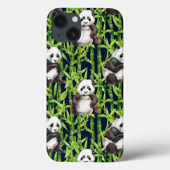 Panda Com Padrão De Aquarela Bamboo (Verso)