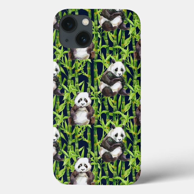 Panda Com Padrão De Aquarela Bamboo (Verso)