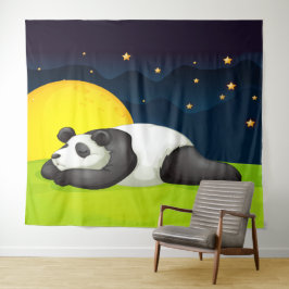 Panda com sono e tapeçaria muito grande