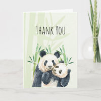 Panda de Aquarela Ursos Mãe e Cartões de agradecim