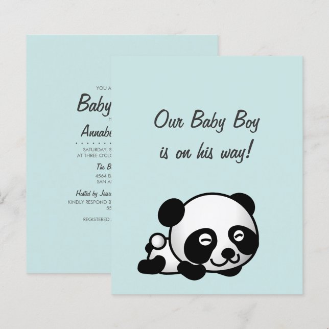 Panda Doce no Azul É um Chá de fraldas (Frente/Verso)