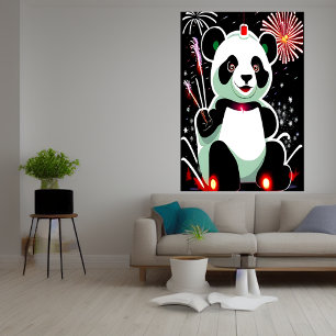 Panda e bombeiros   AI Art Poster
