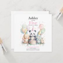 Panda e convite de festas de aniversário e amigos