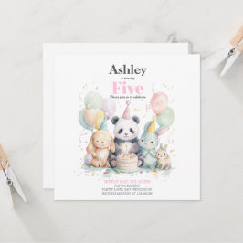 Panda e convite de festas de aniversário e amigos