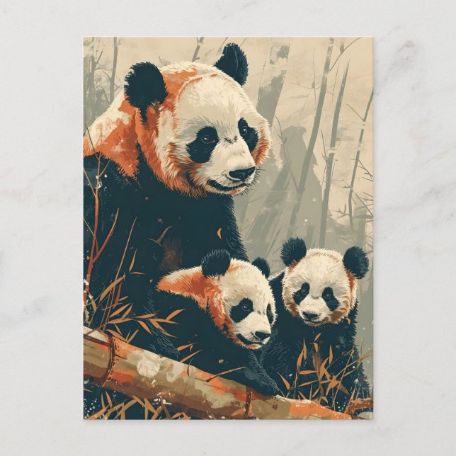 Panda e Cuppies: Cartão postal Vintage (Frente)