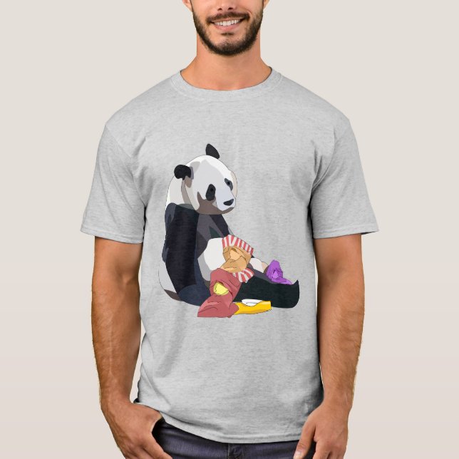 Panda eating Junkfood t-shirt (Frente)